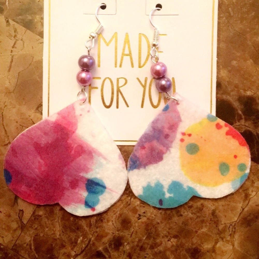 Upside down faux leather hearts